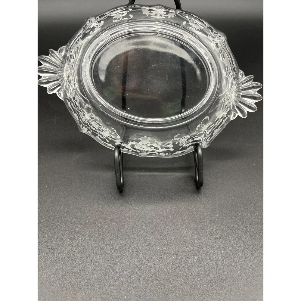 Fostoria Baroque Shape Sauce Bowl Meadow Rose Crystal